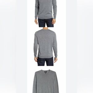 Grey cotton/cashmere blend wallin& Bros v‎ neck sweater size large.